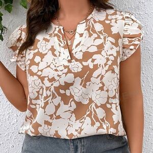 Floral Print Butterfly Sleeve Blouse